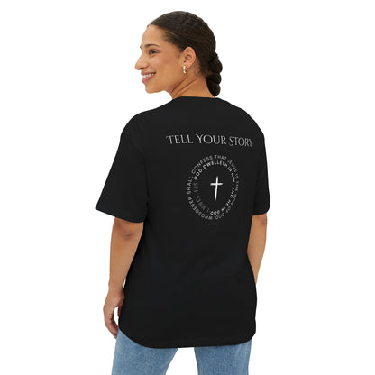 Tell Your Story Oversized Boxy Tee – Faith Inspired Unisex Premium Cotton Shirt