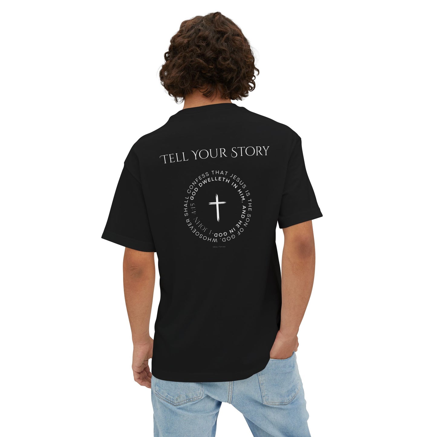 Tell Your Story Oversized Boxy Tee – Faith Inspired Unisex Premium Cotton Shirt