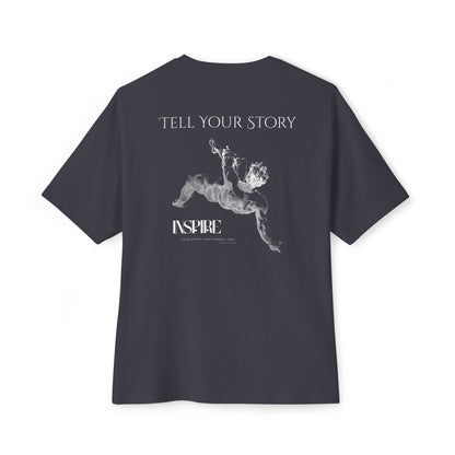 Tell Your Story Oversized Boxy Tee – Inspire Unisex Premium Cotton Shirt
