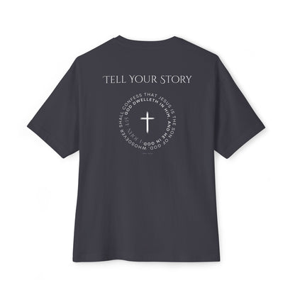 Tell Your Story Oversized Boxy Tee – Faith Inspired Unisex Premium Cotton Shirt