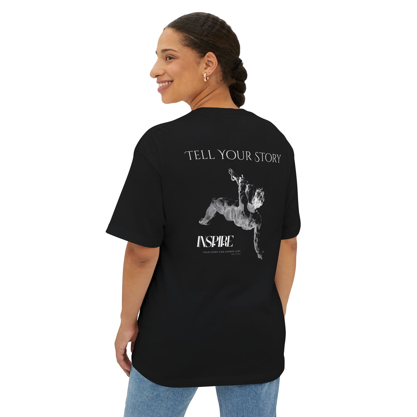 Tell Your Story Oversized Boxy Tee – Inspire Unisex Premium Cotton Shirt