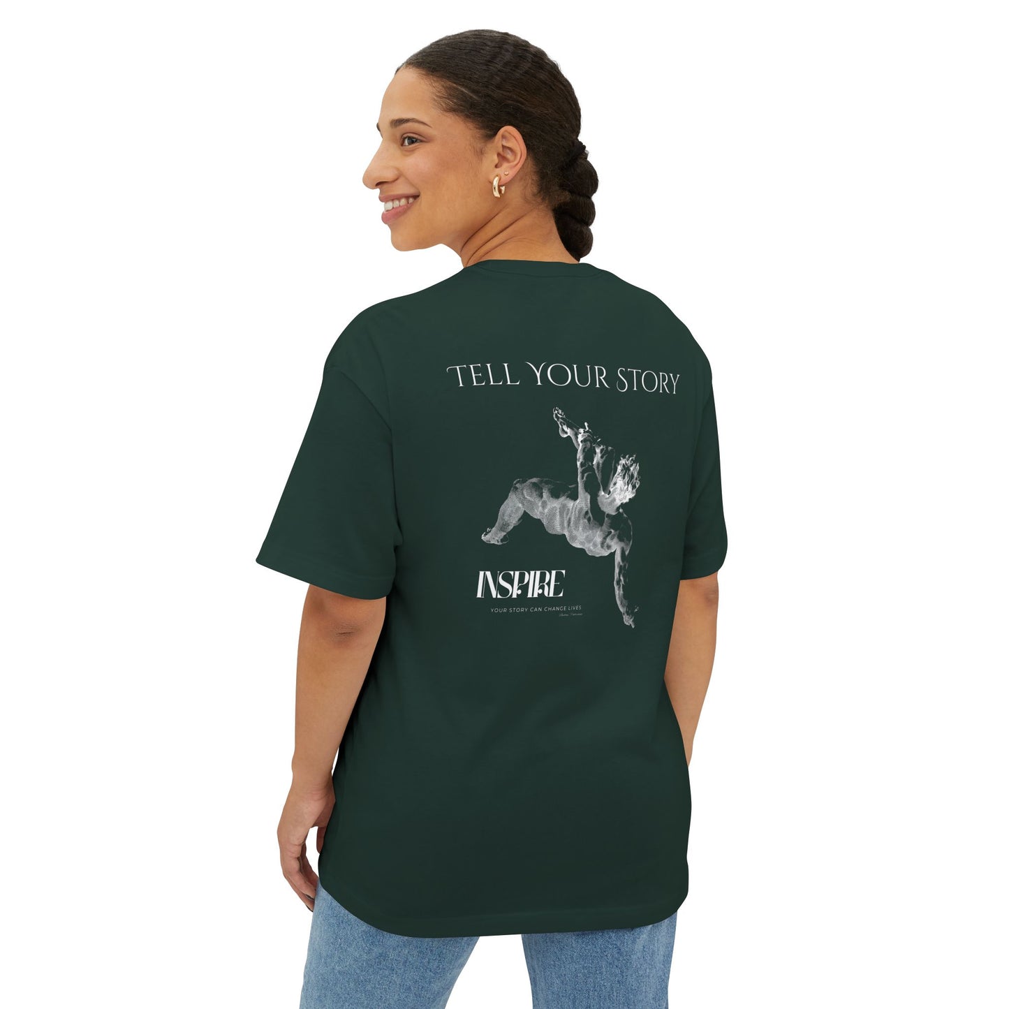 Tell Your Story Oversized Boxy Tee – Inspire Unisex Premium Cotton Shirt