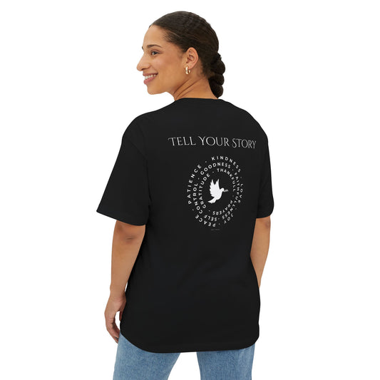 Tell Your Story Oversized Boxy Tee – Kindness Inspired Unisex Premium Cotton Shirt