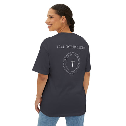 Tell Your Story Oversized Boxy Tee – Faith Inspired Unisex Premium Cotton Shirt