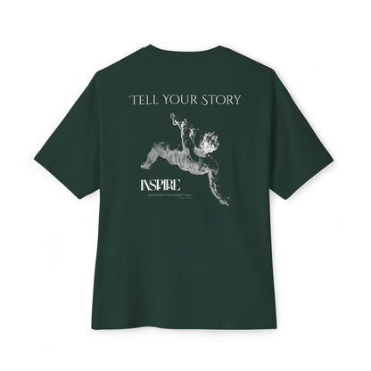 Tell Your Story Oversized Boxy Tee – Inspire Unisex Premium Cotton Shirt