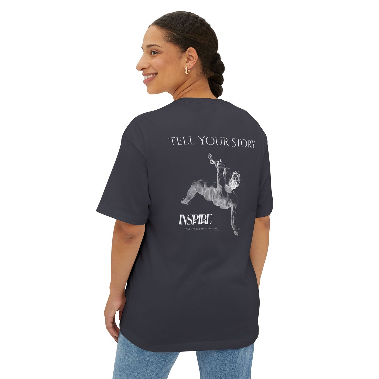 Tell Your Story Oversized Boxy Tee – Inspire Unisex Premium Cotton Shirt