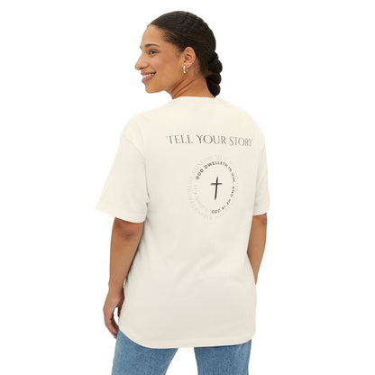 Tell Your Story Oversized Boxy Tee – Faith Inspired Unisex Premium Cotton Shirt