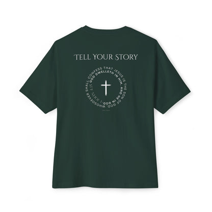 Tell Your Story Oversized Boxy Tee – Faith Inspired Unisex Premium Cotton Shirt